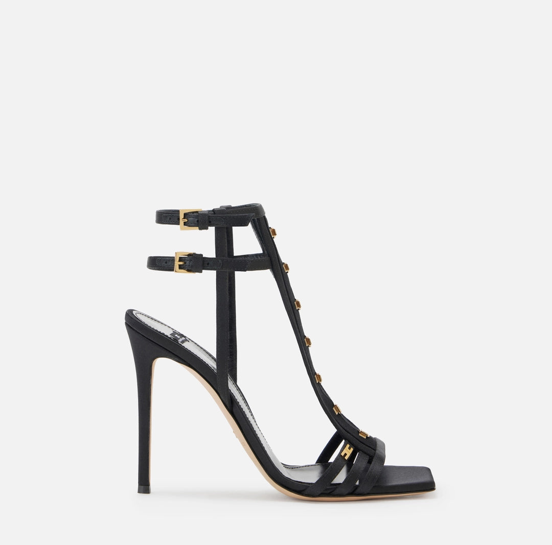 Satin sandals with hooks