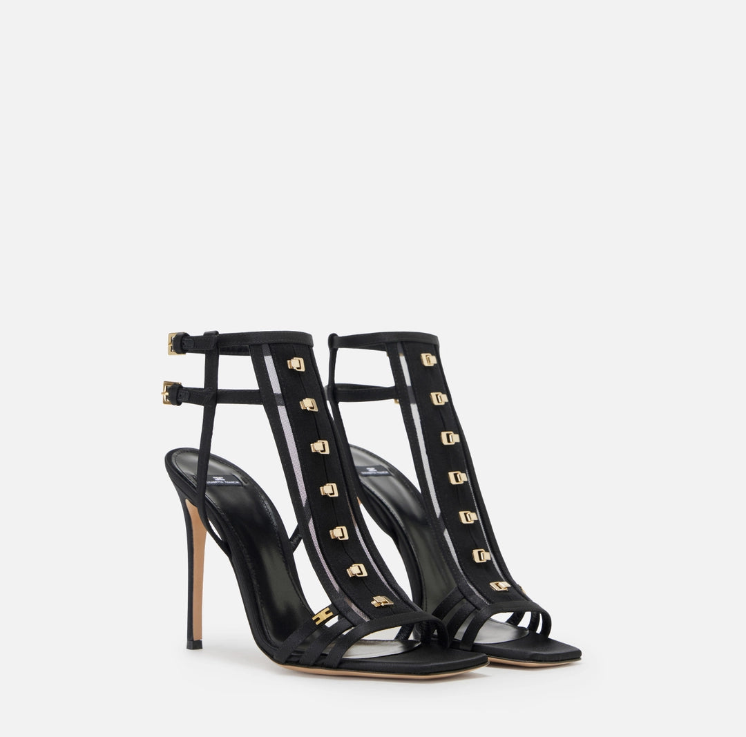 Satin sandals with hooks