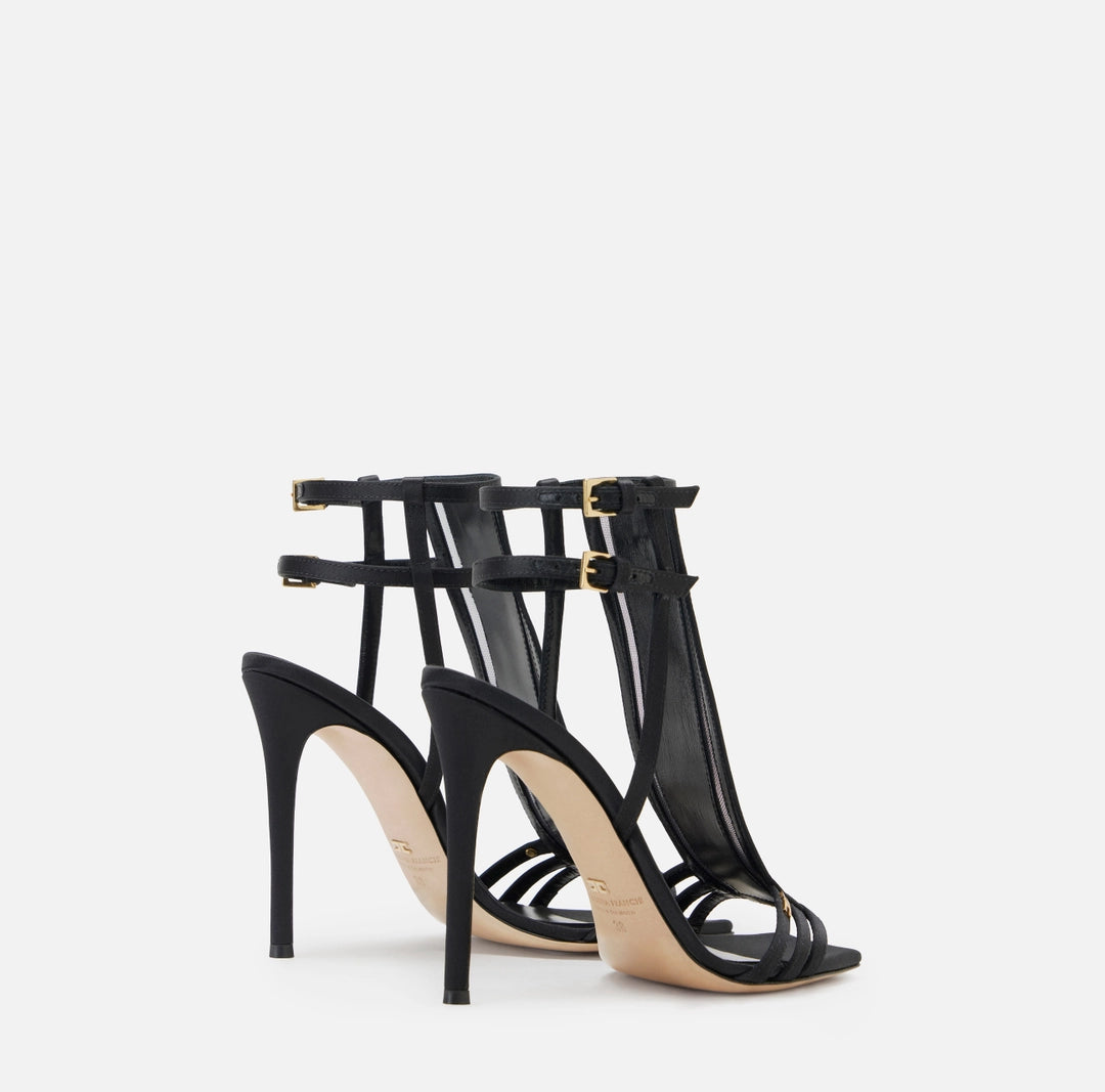 Satin sandals with hooks