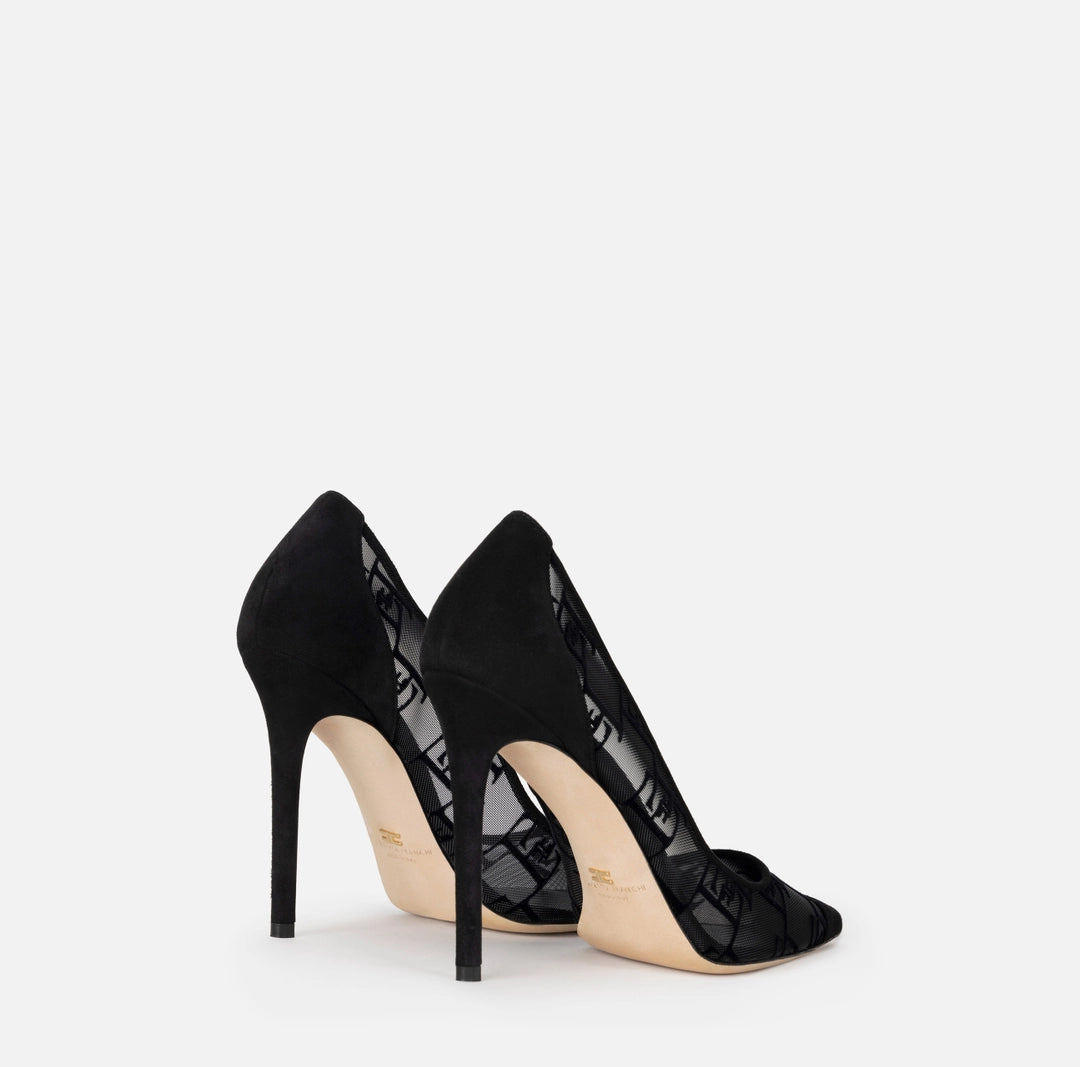 Flock and suede pumps