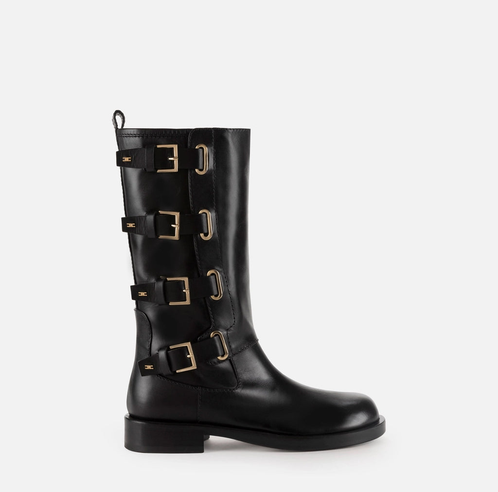 Leather biker boots with buckles | LAST PIECE: 36/37/39