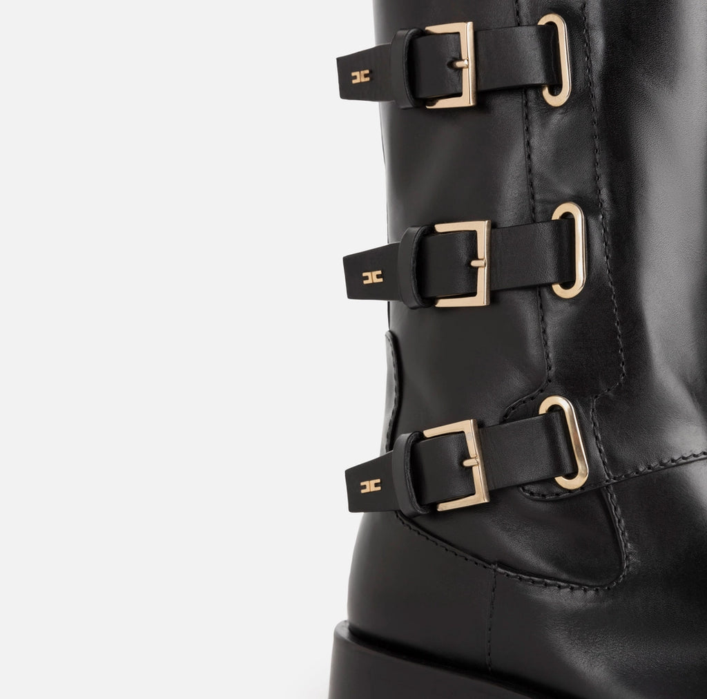 Leather biker boots with buckles | LAST PIECE: 36/37/39