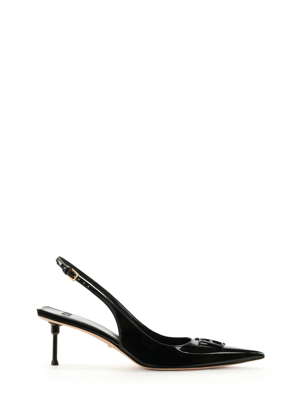 Patent leather slingback shoes
