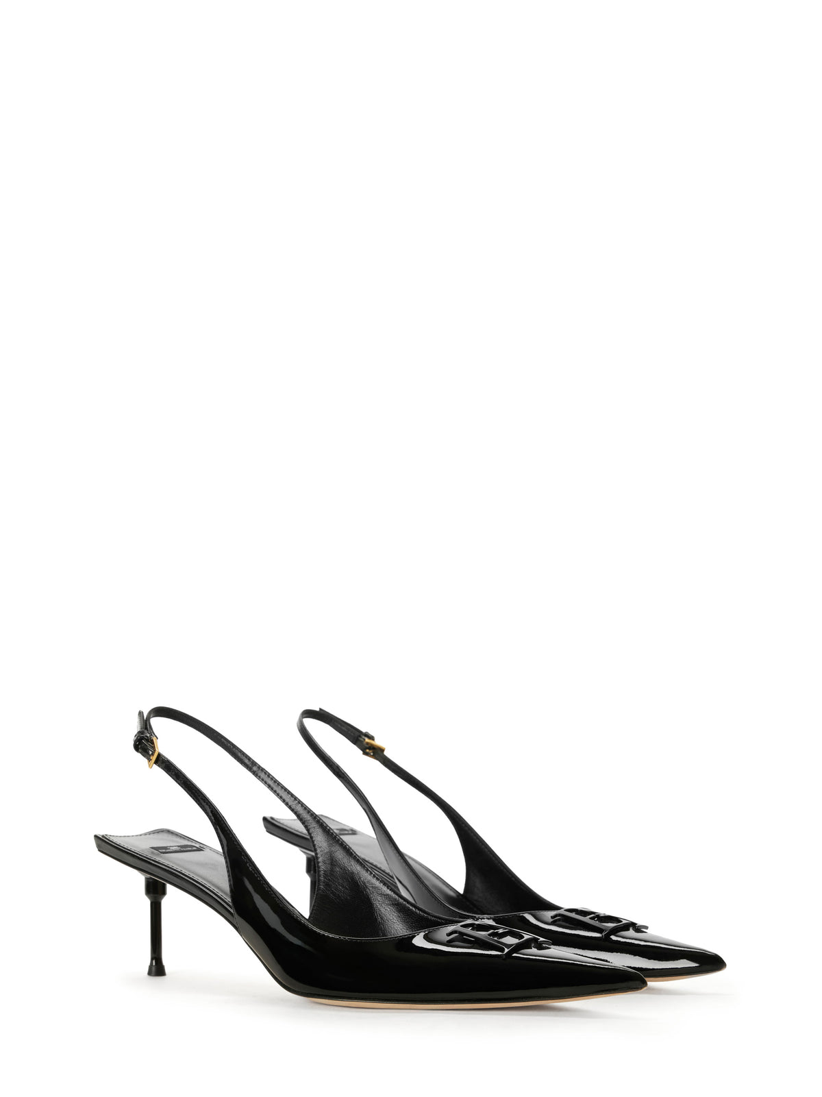 Patent leather slingback shoes