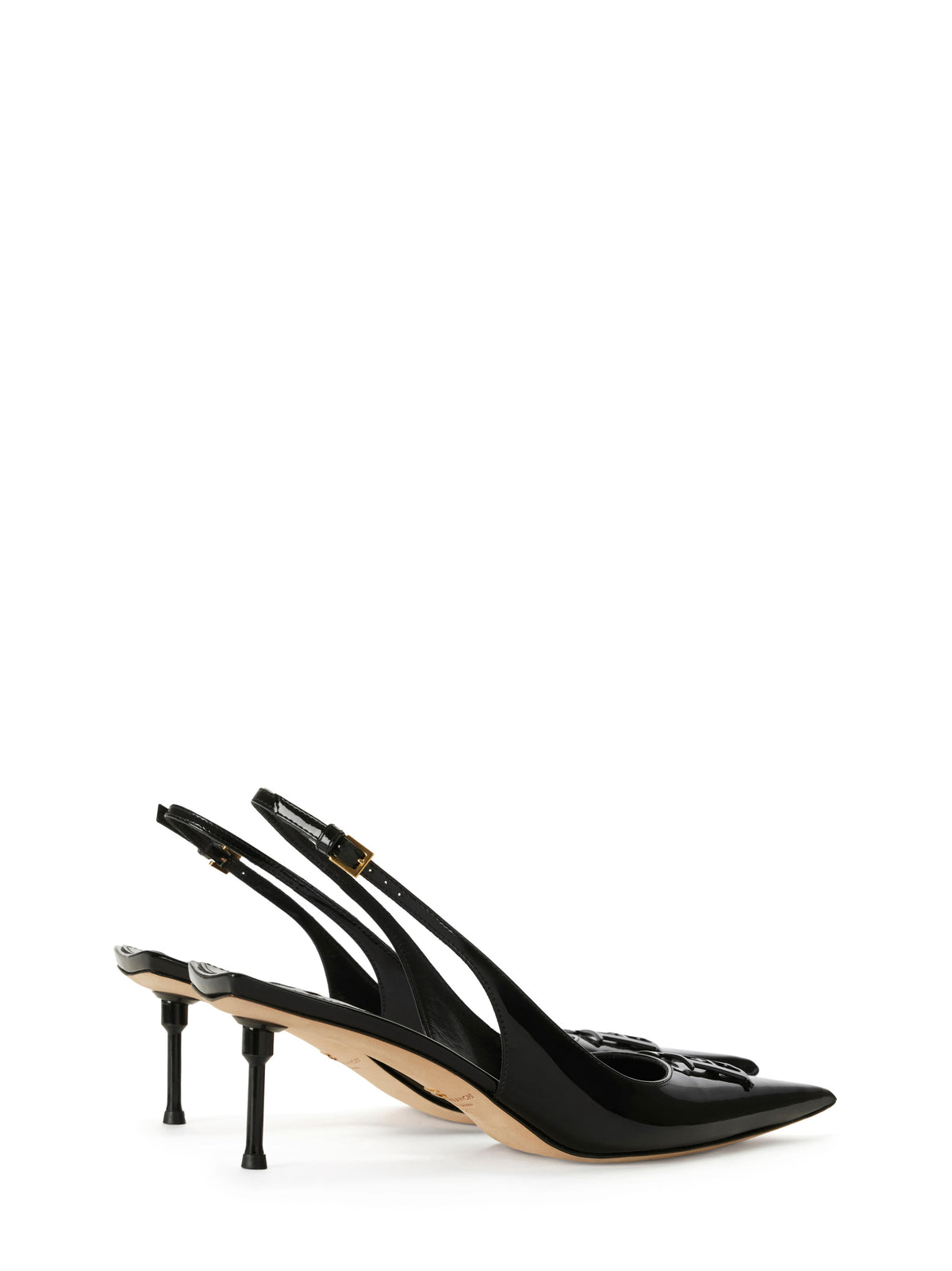 Patent leather slingback shoes
