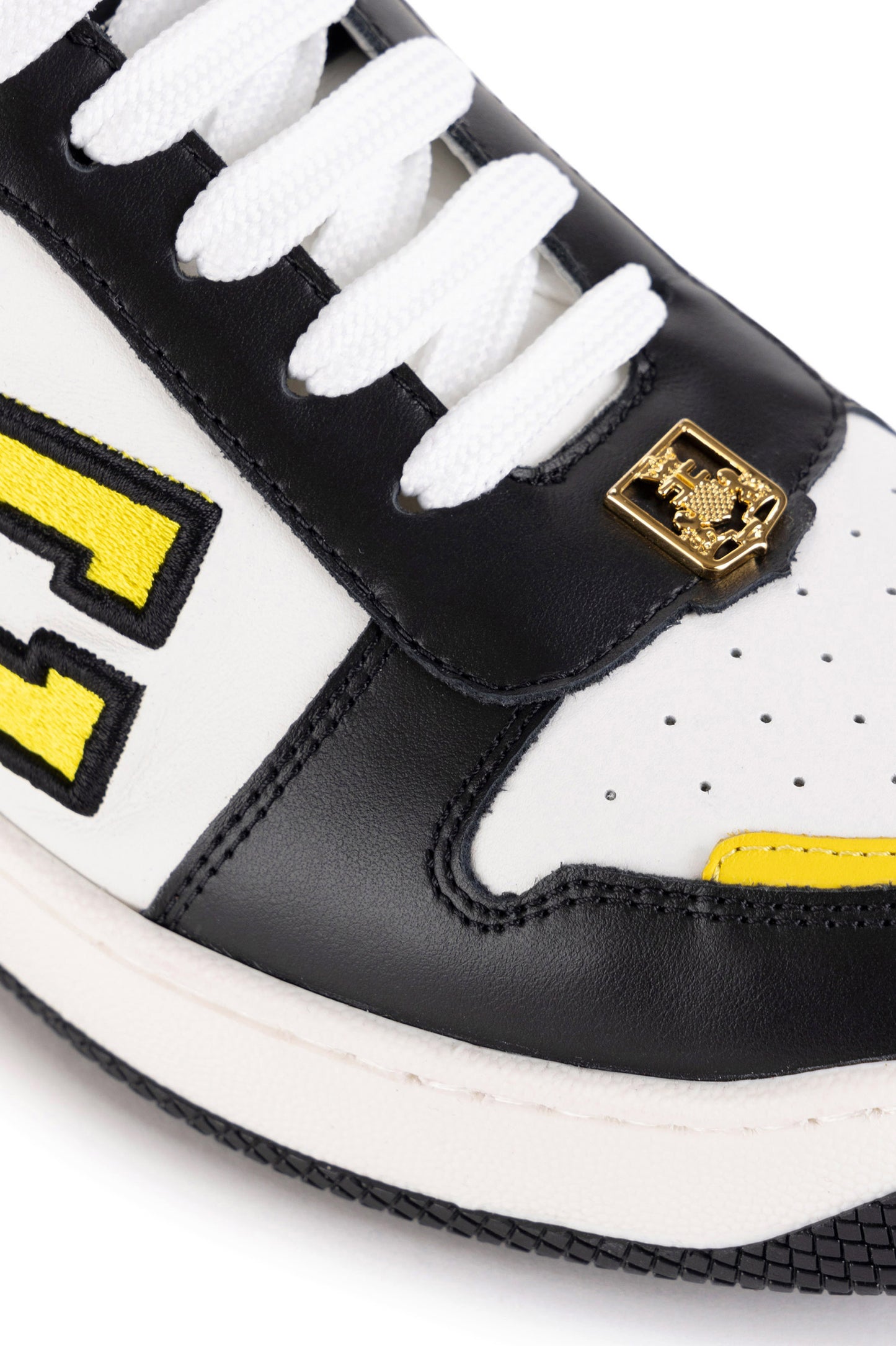 Two-colour logo leather sneakers