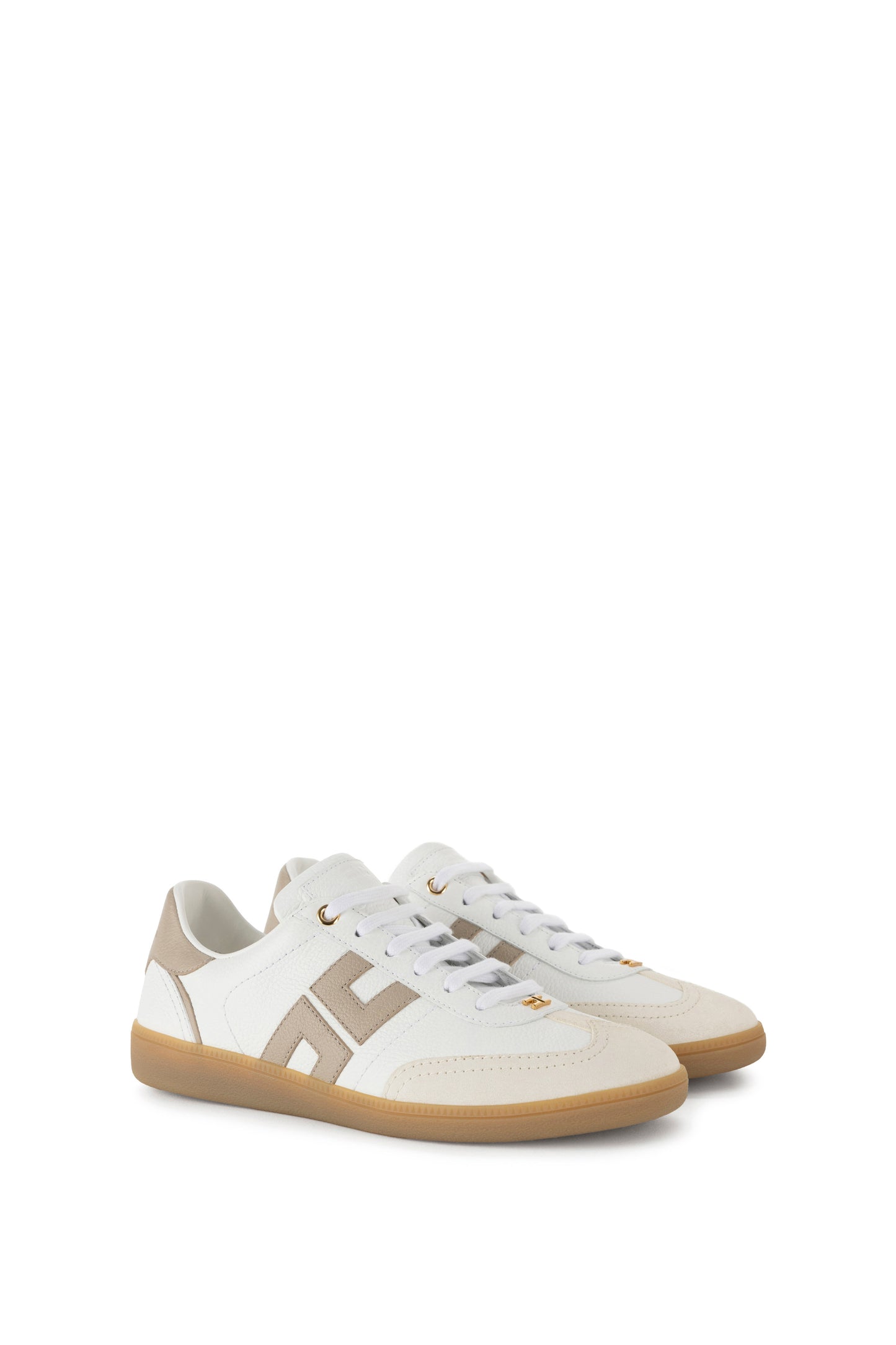 Calfskin and split leather sneakers with logo