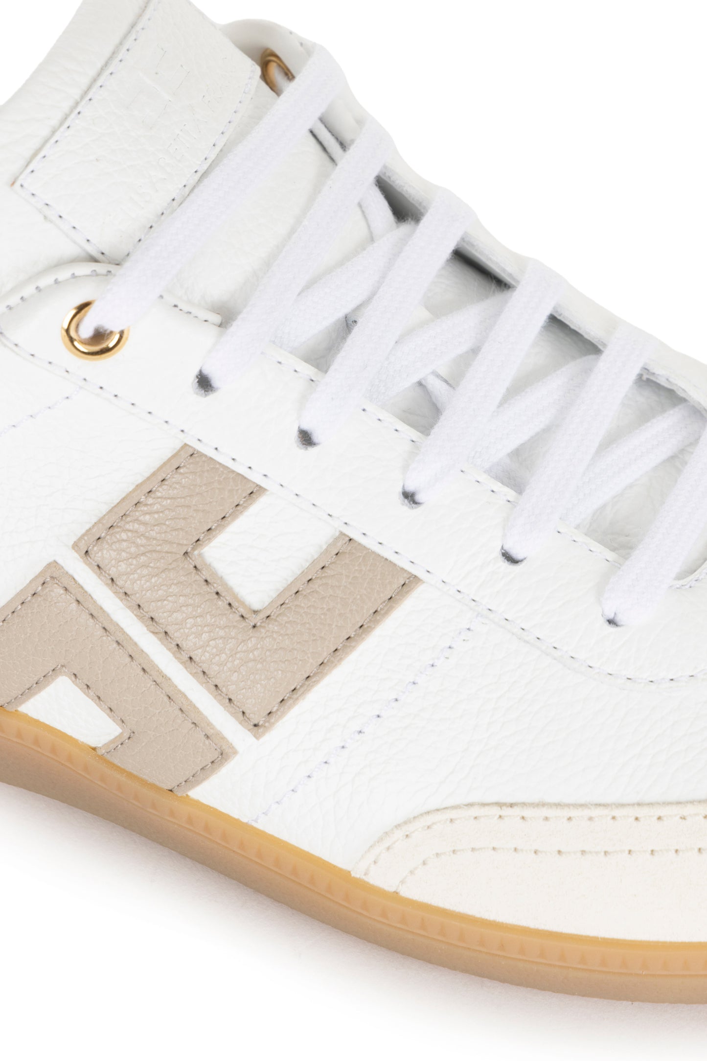 Calfskin and split leather sneakers with logo