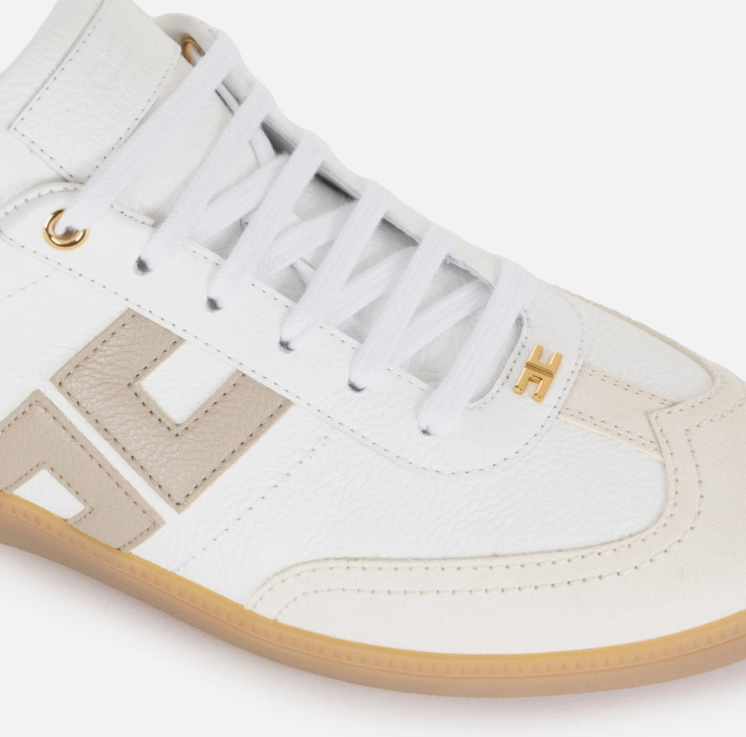 Calfskin and split leather sneakers with logo