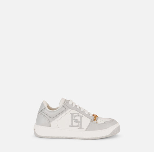 Leather sneakers with embroidered logo