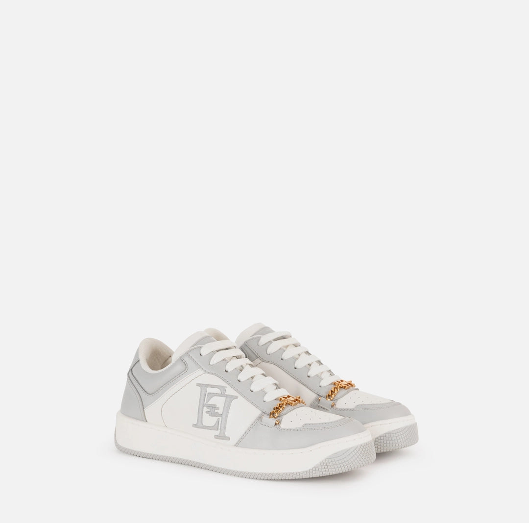 Leather sneakers with embroidered logo