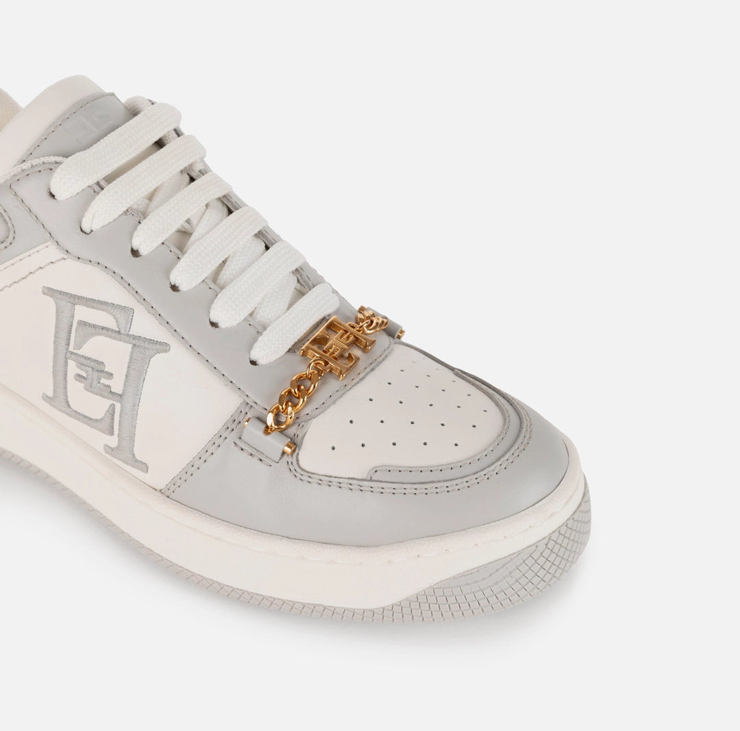 Leather sneakers with embroidered logo