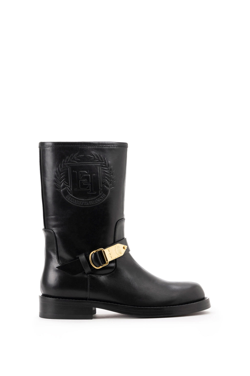 Calfskin leather biker-style boot with logo | LAST PIECE: 36/37