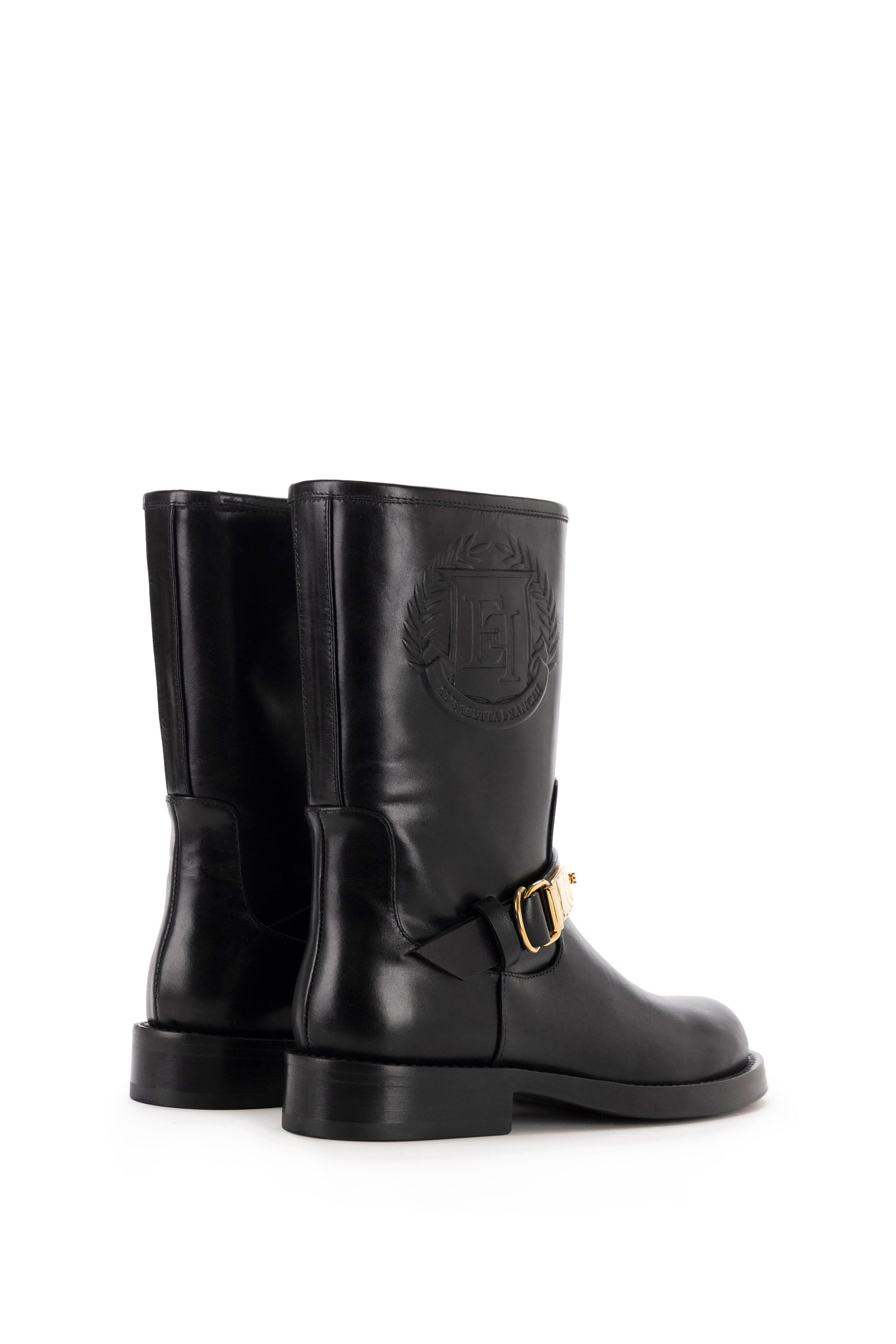 Calfskin leather biker-style boot with logo | LAST PIECE: 36/37
