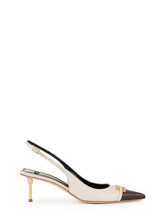 Two-colour leather slingbacks