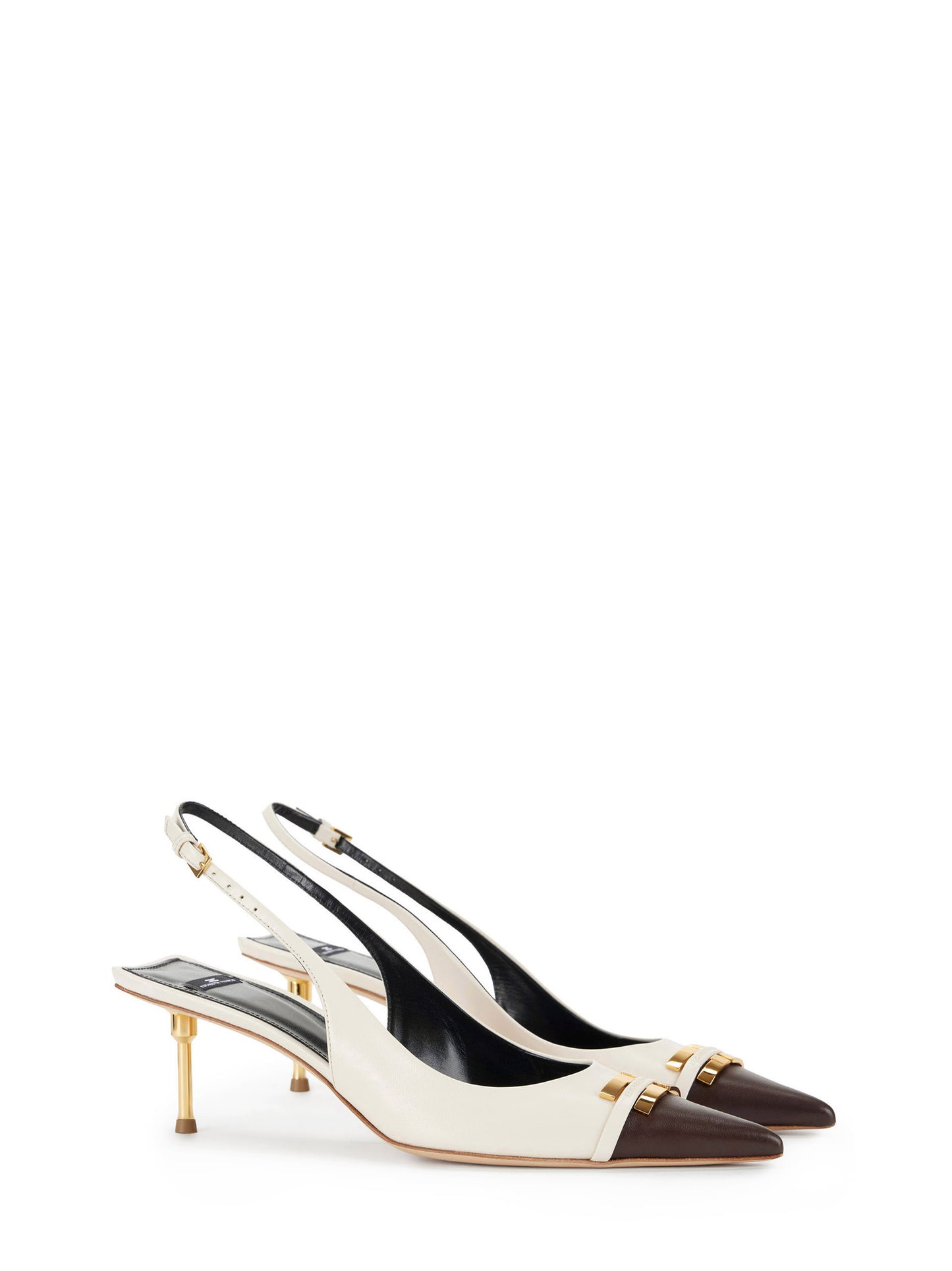 Two-colour leather slingbacks