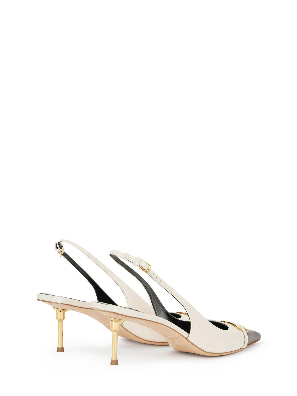 Two-colour leather slingbacks
