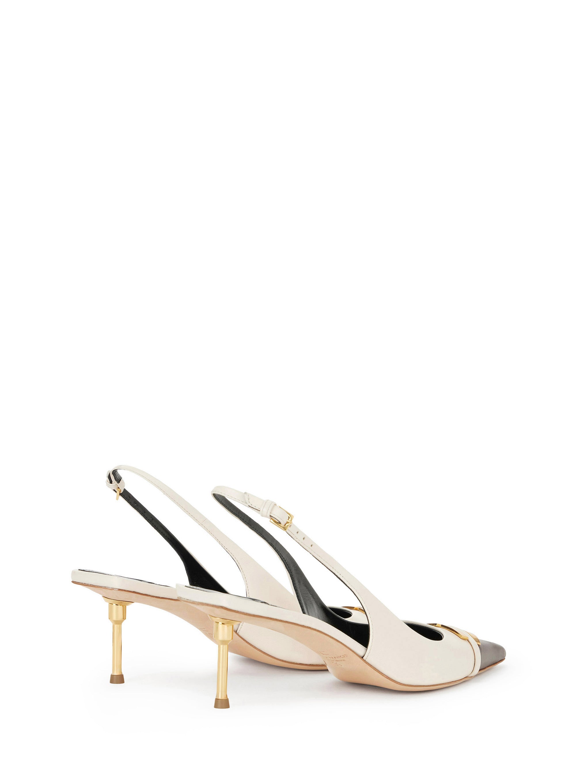 Two-colour leather slingbacks
