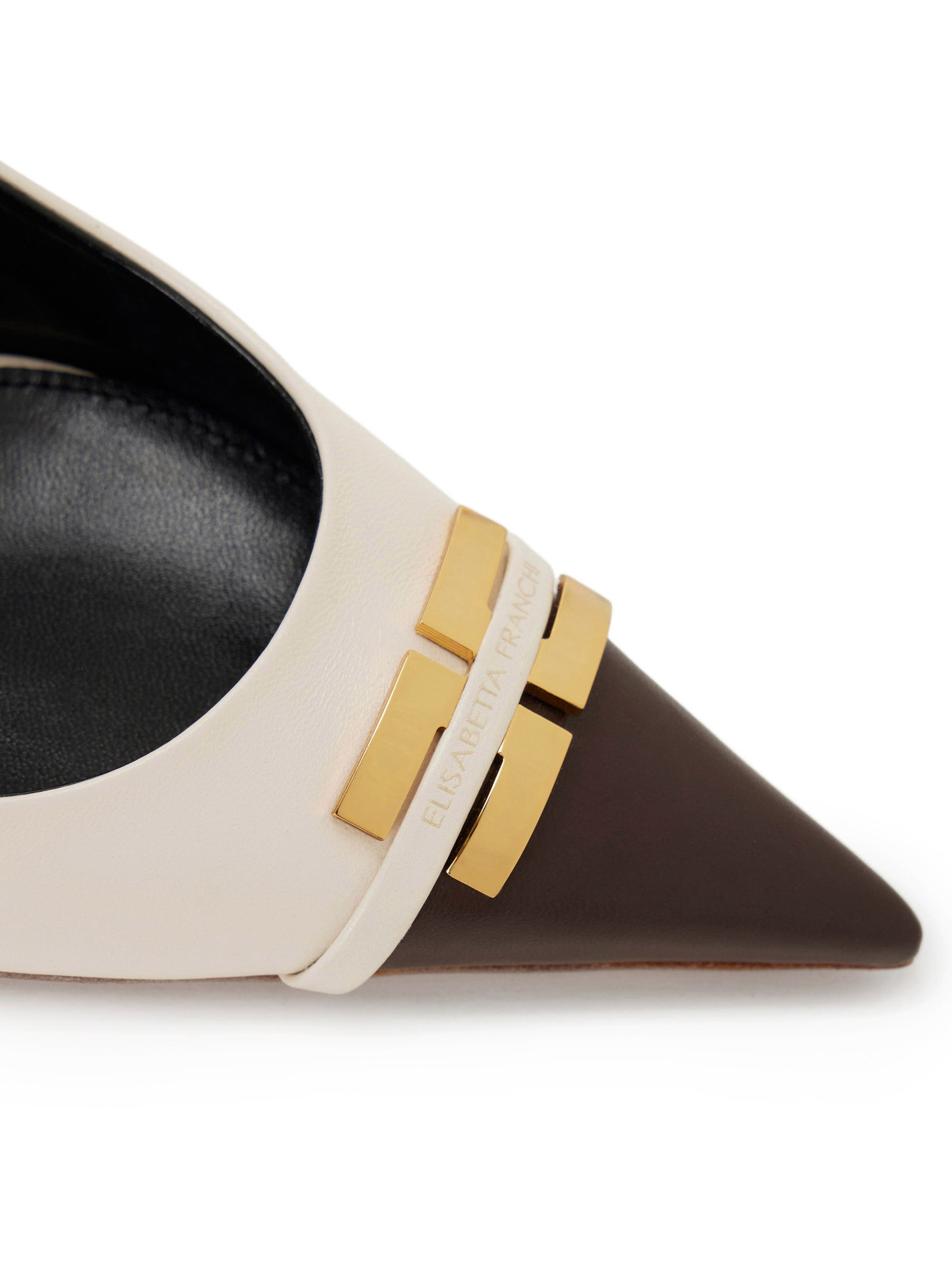 Two-colour leather slingbacks