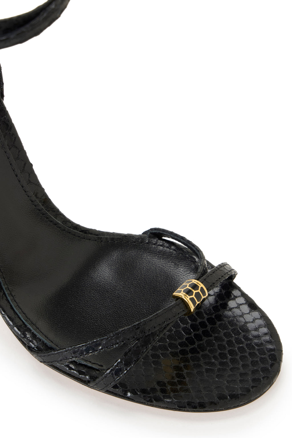 Leather sandals with jewel heel