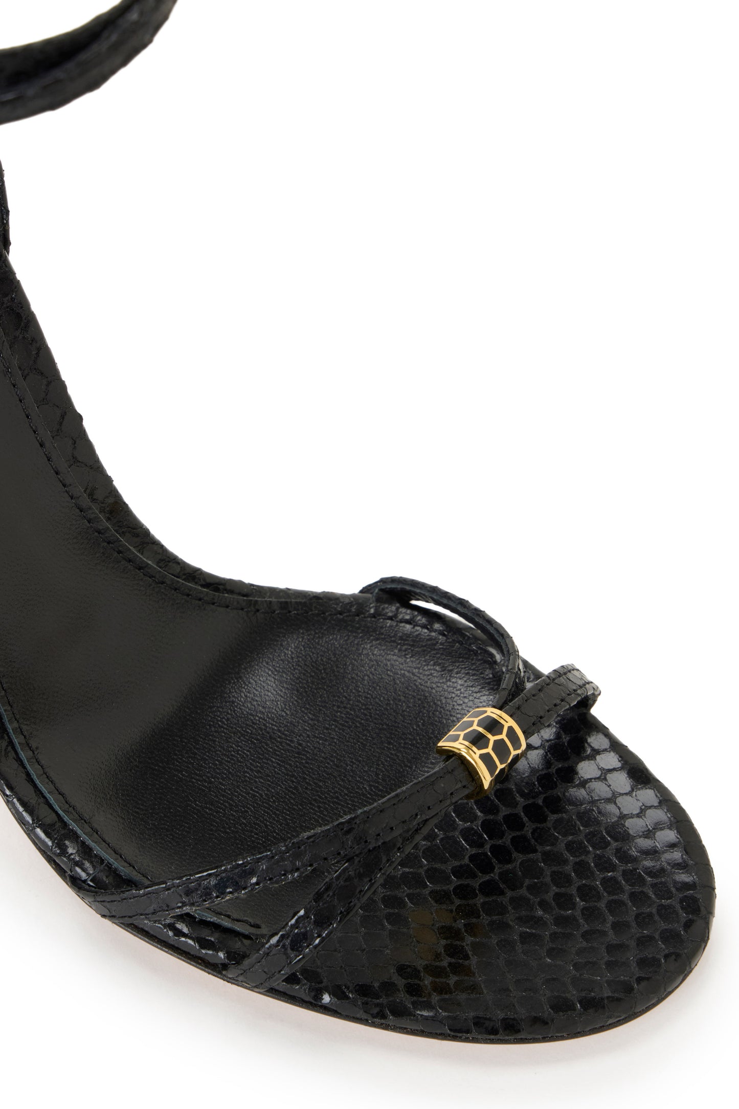 Leather sandals with jewel heel