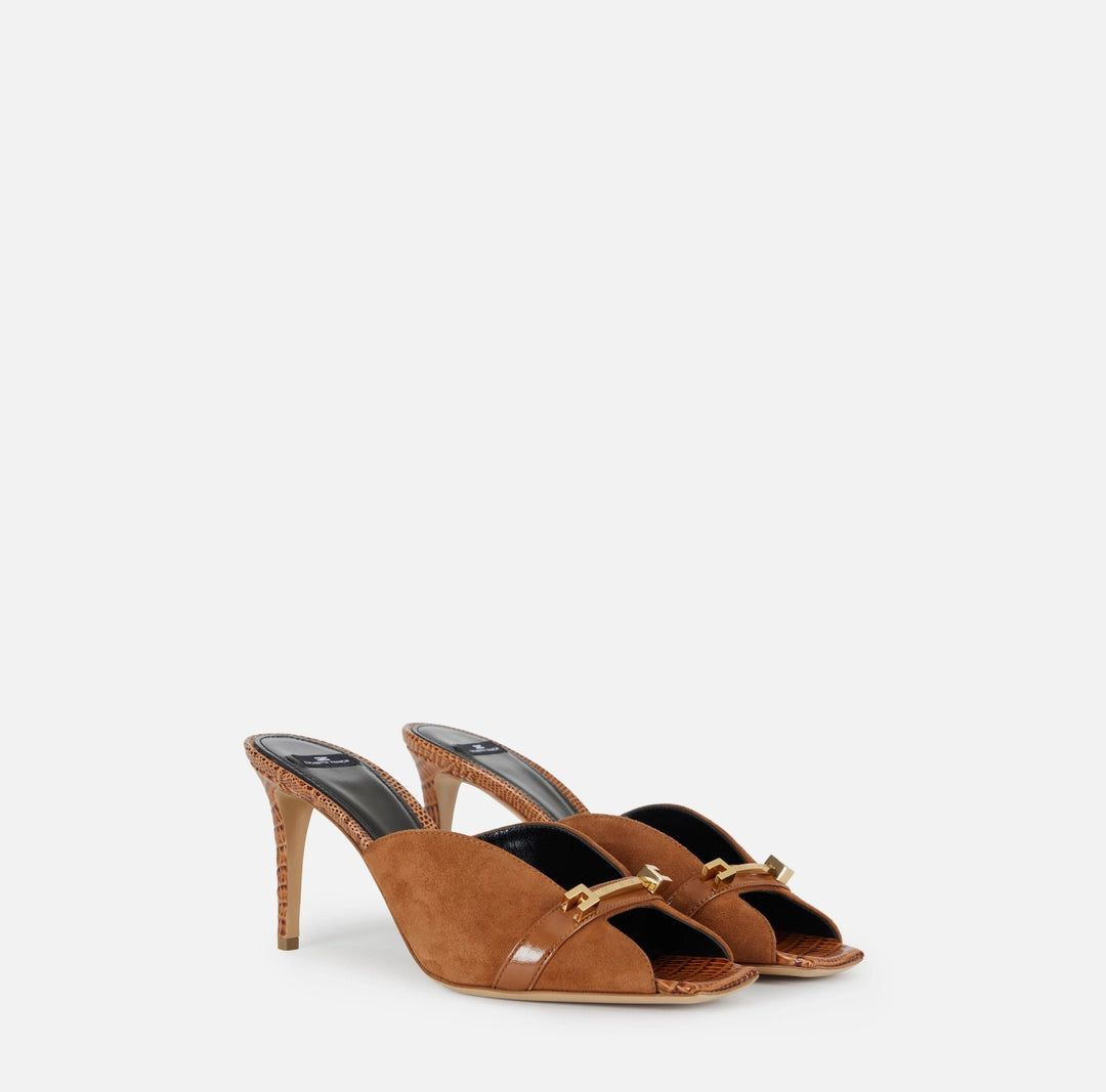 Riviera suede mules with jeweled logo