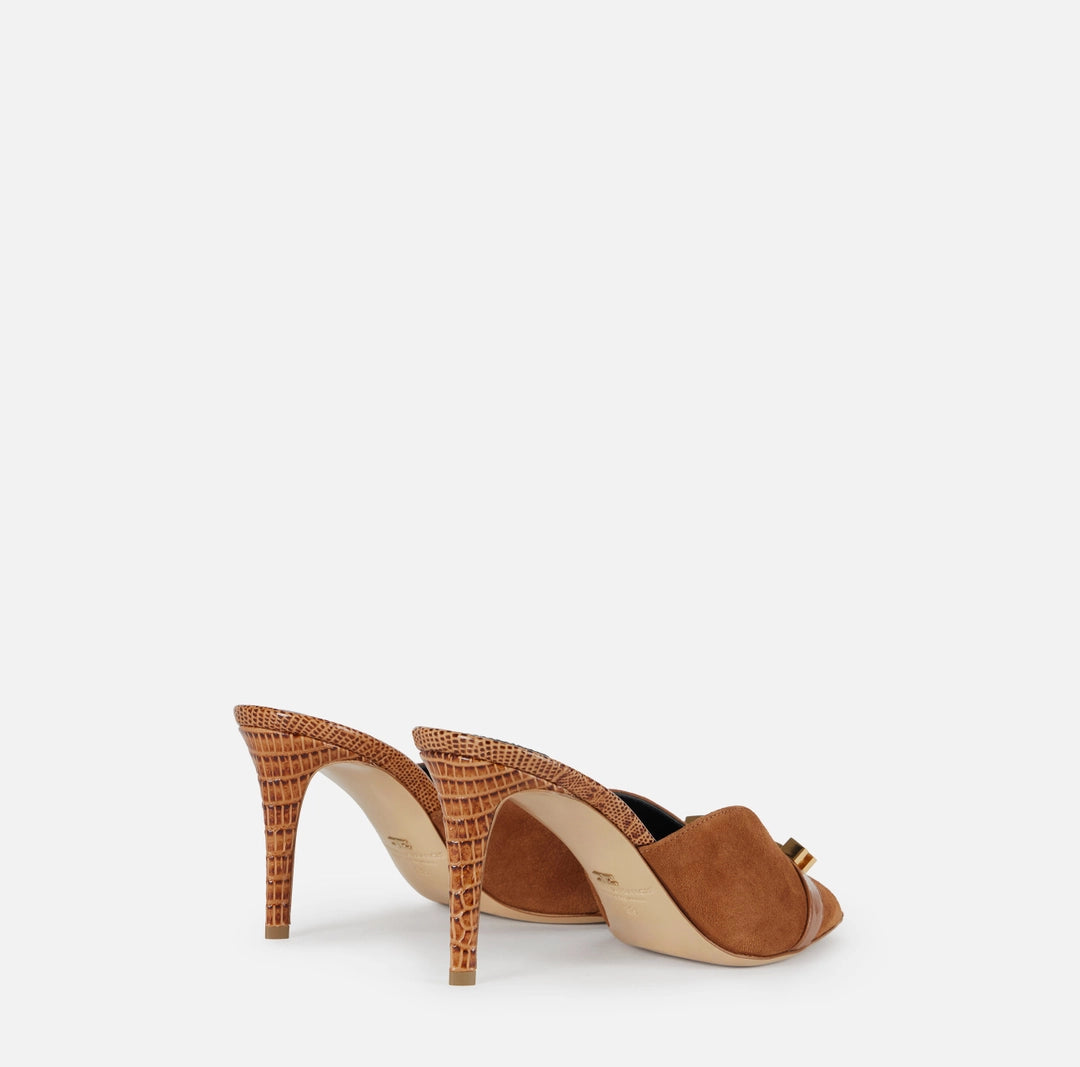 Riviera suede mules with jeweled logo