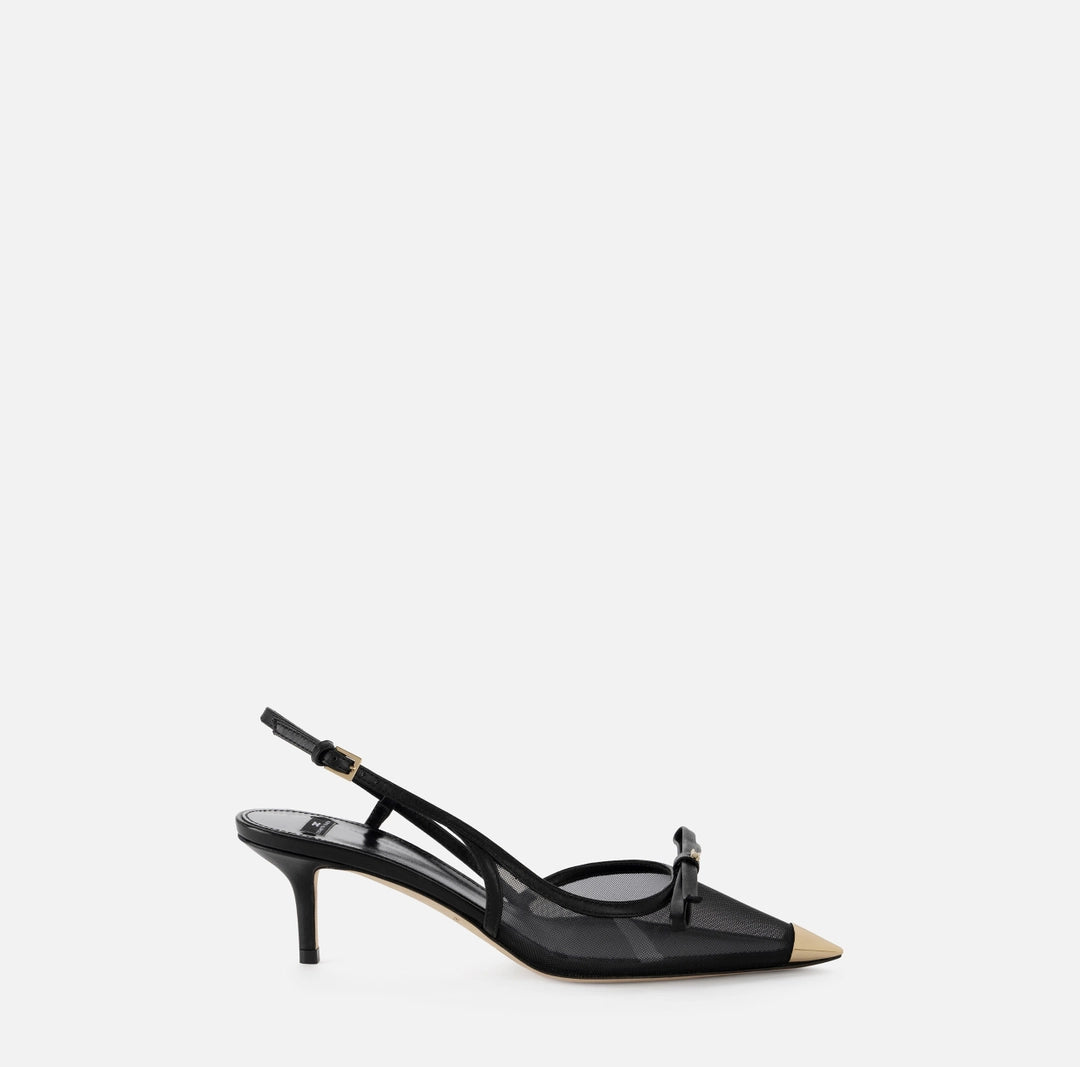 Nappa leather and mesh slingback