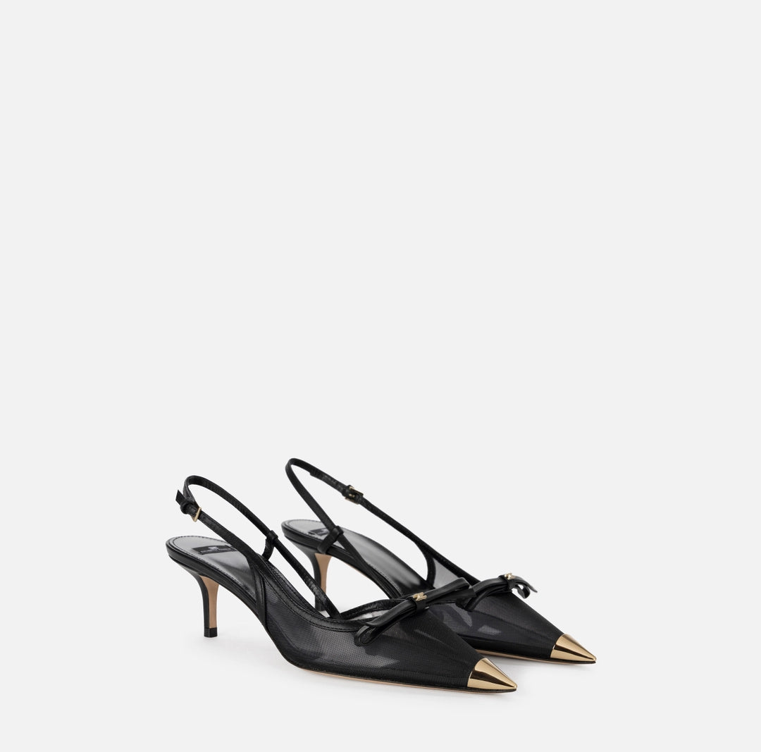 Nappa leather and mesh slingback