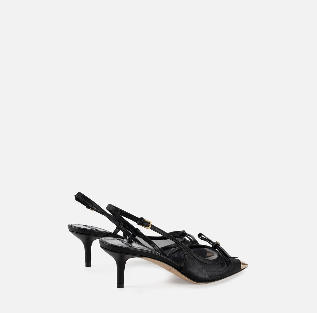 Nappa leather and mesh slingback