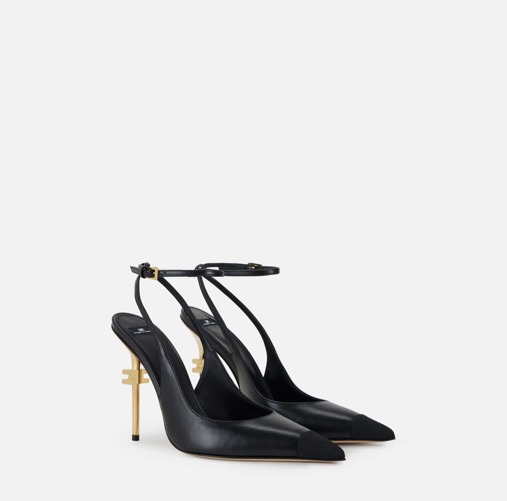 Slingback Falcon in nappa e gros-grain