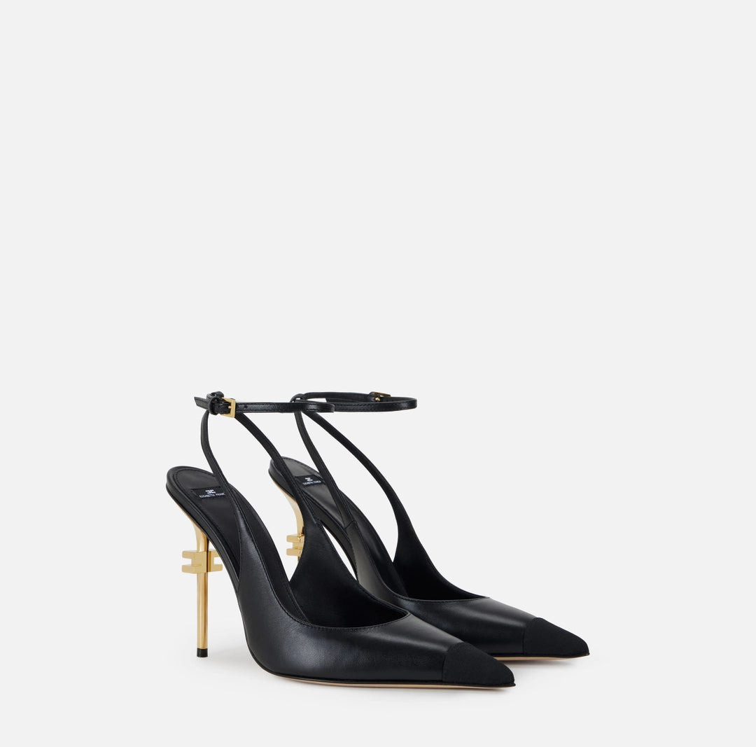 Slingback Falcon in nappa e gros-grain