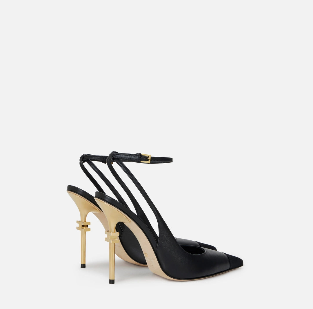 Slingback Falcon in nappa e gros-grain
