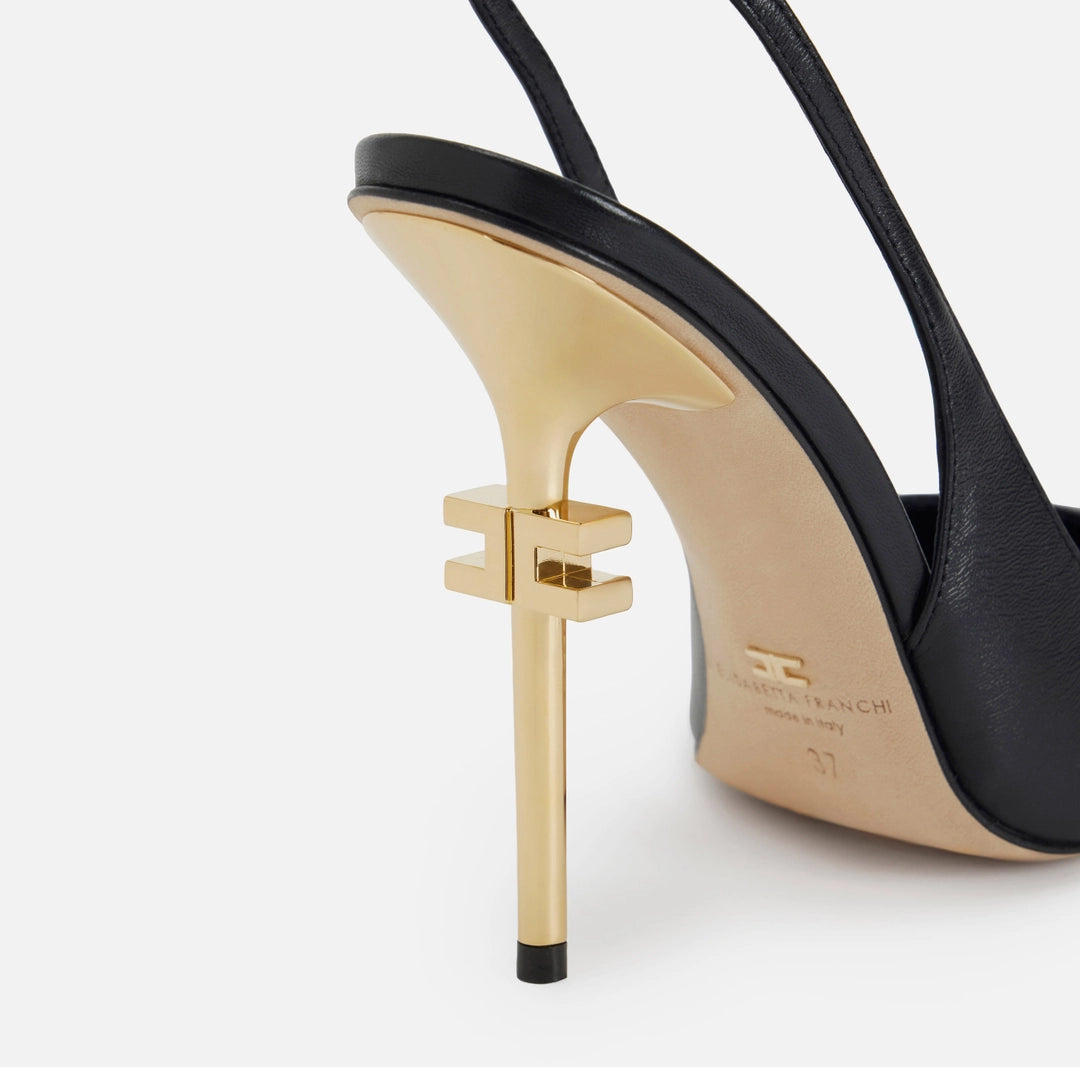 Slingback Falcon in nappa e gros-grain