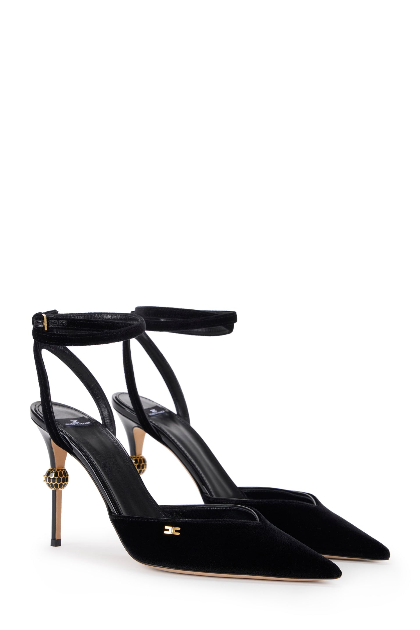 Leather slingbacks with jewel heel