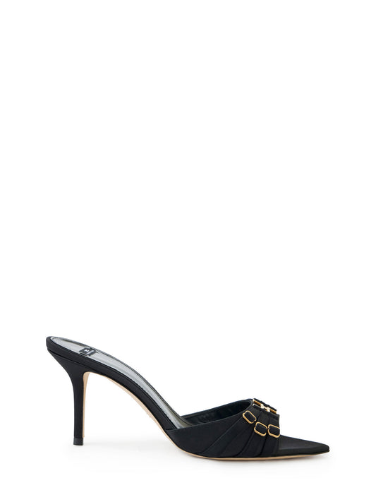 Leather mules with straps