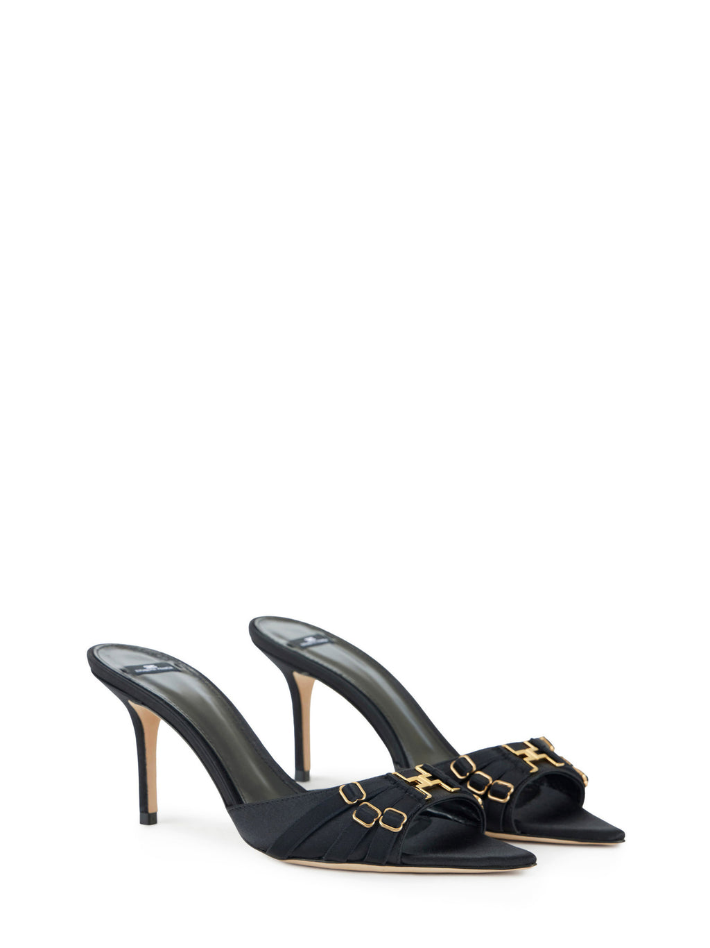 Leather mules with straps