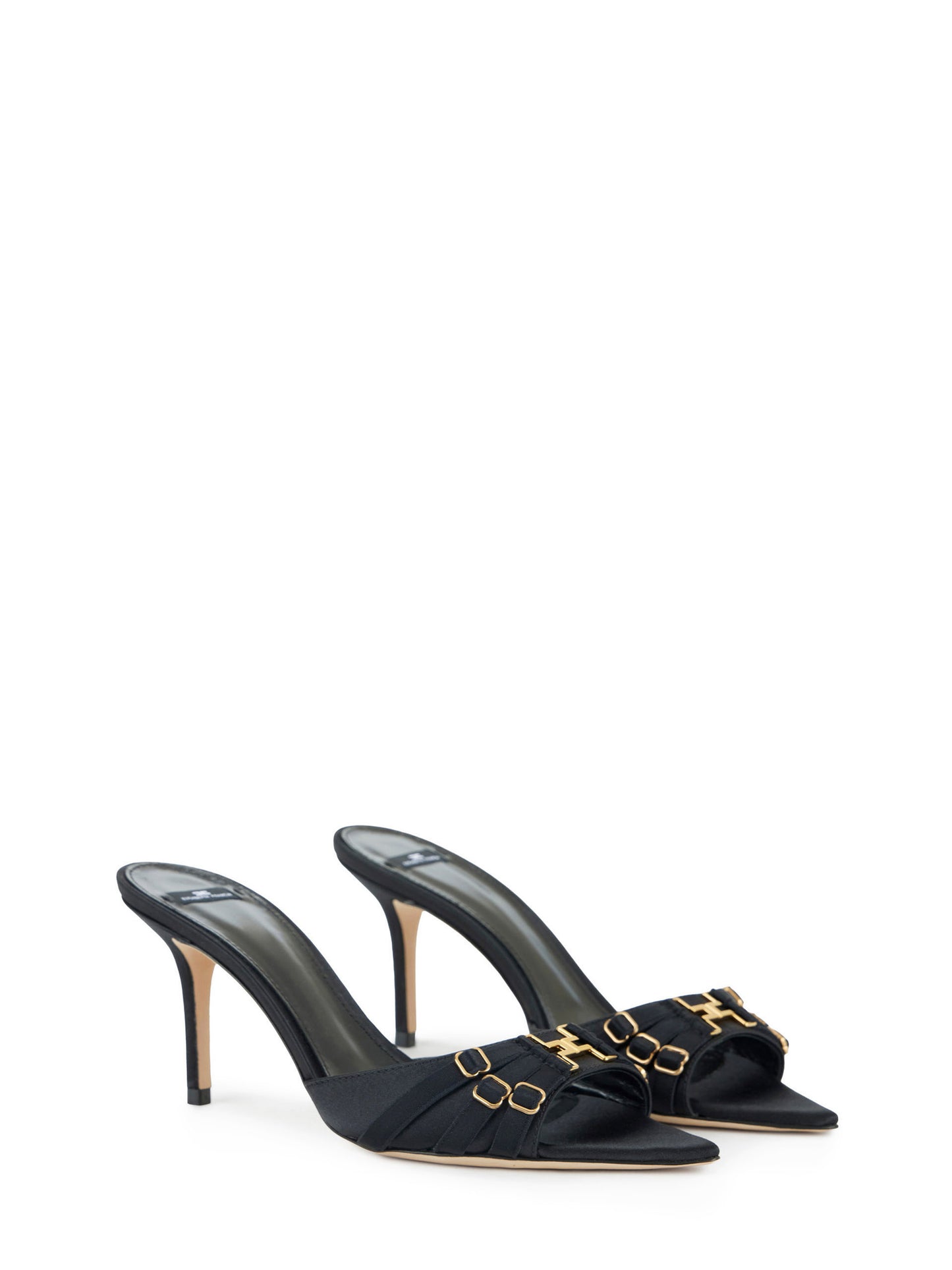 Leather mules with straps