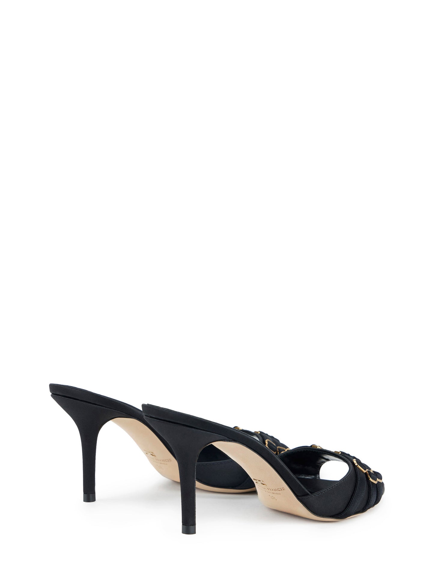 Leather mules with straps