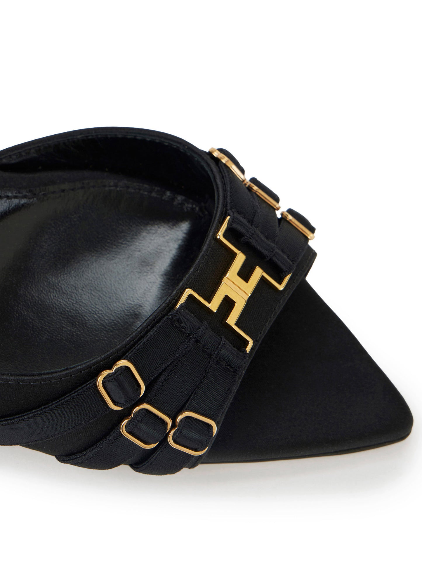 Leather mules with straps