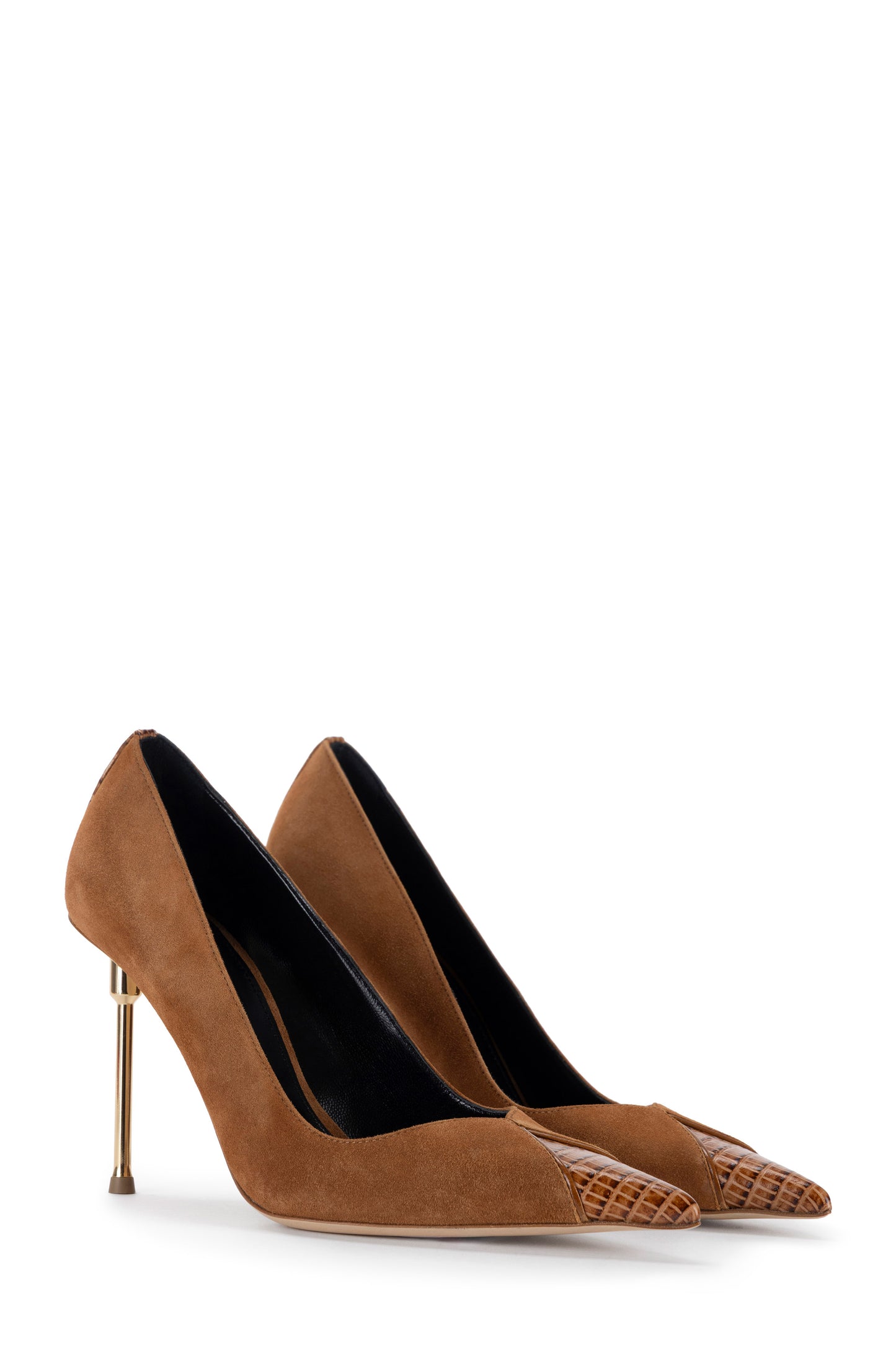 Leather pumps with sculpted heel