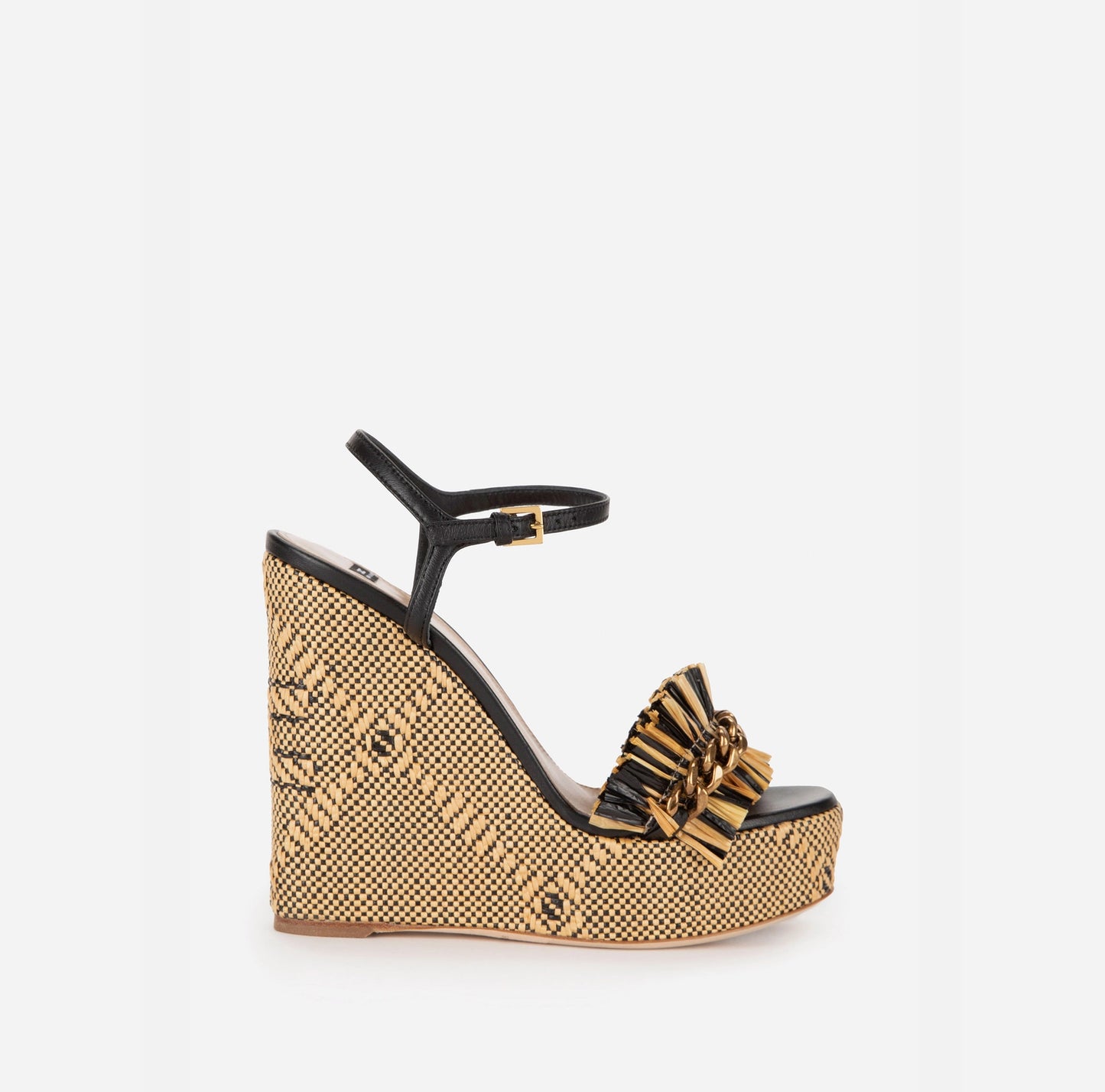 Raffia platform sandal