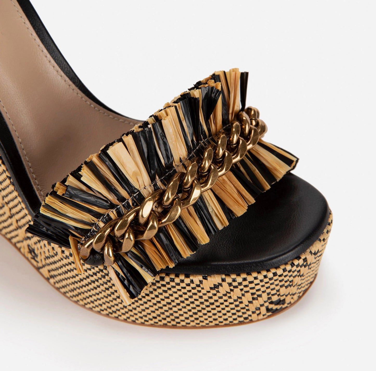 Raffia platform sandal