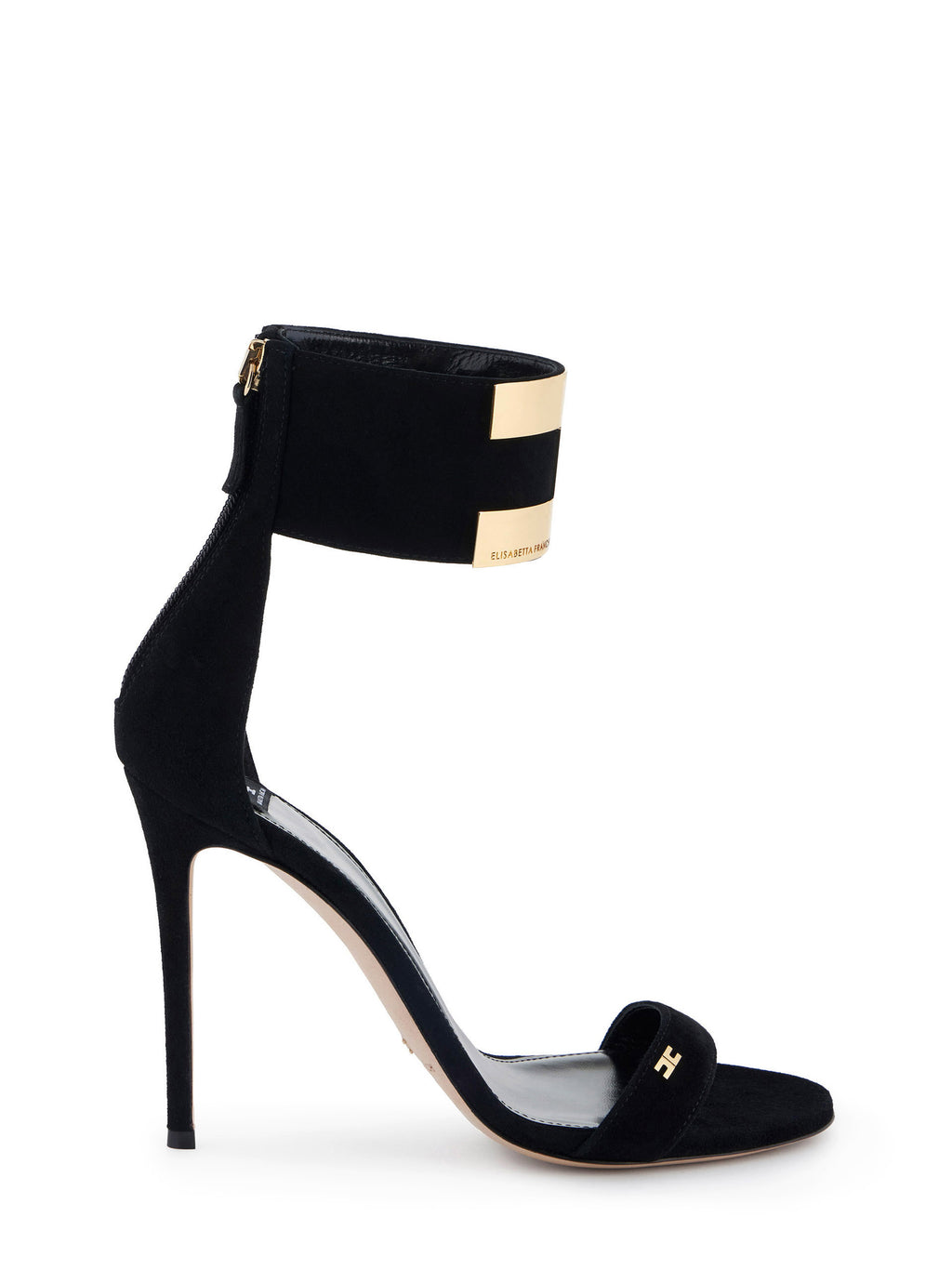 Suede sandals with jewel logo