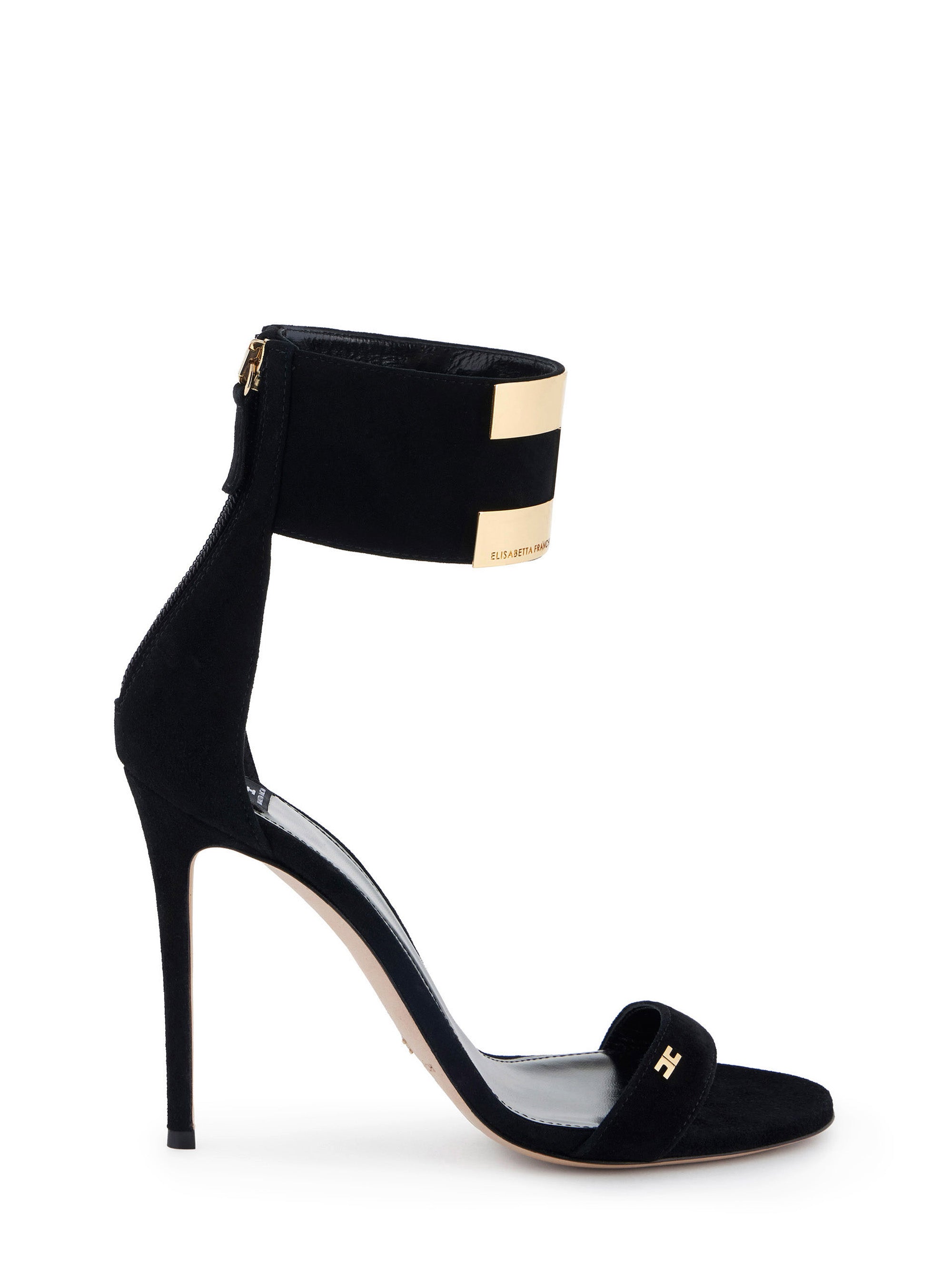 Suede sandals with jewel logo