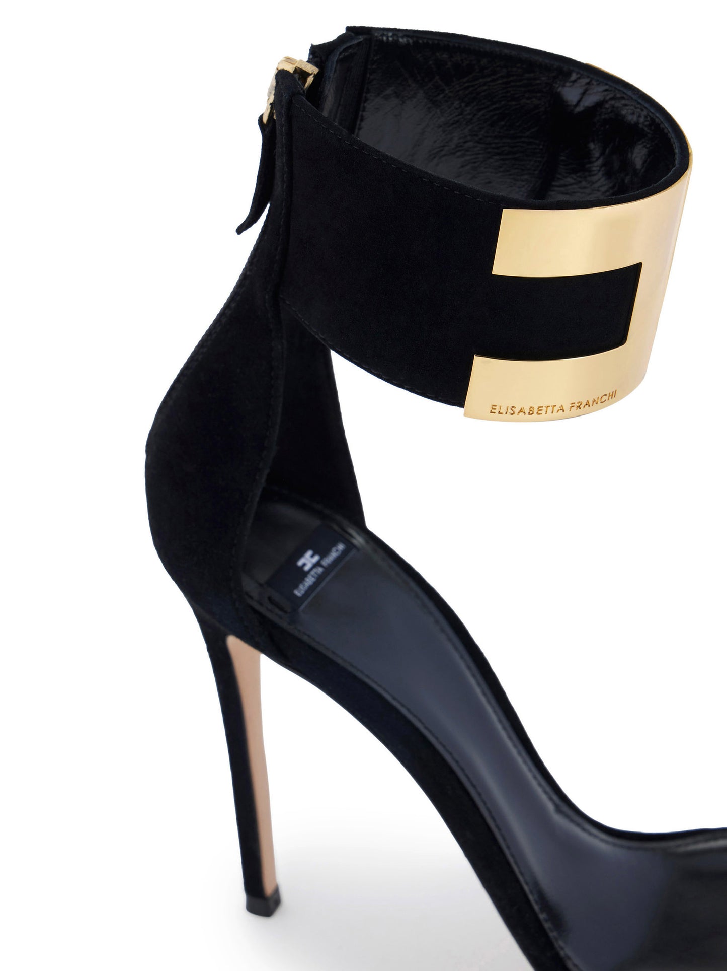 Suede sandals with jewel logo