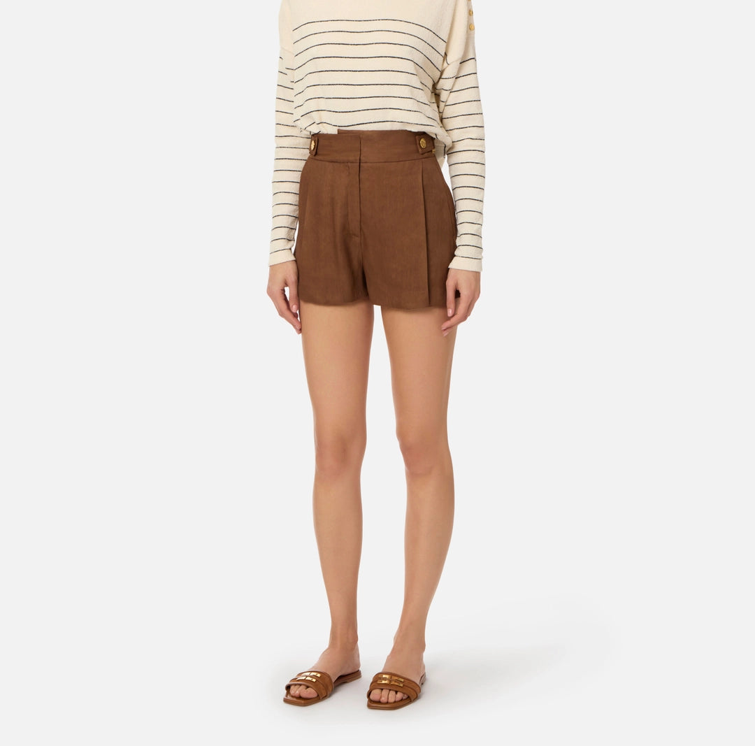 Linen-blend shorts with straps