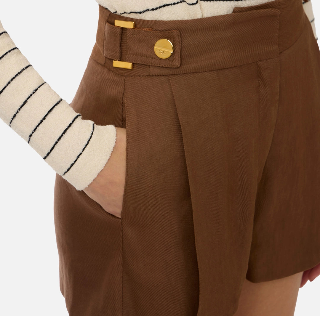 Linen-blend shorts with straps