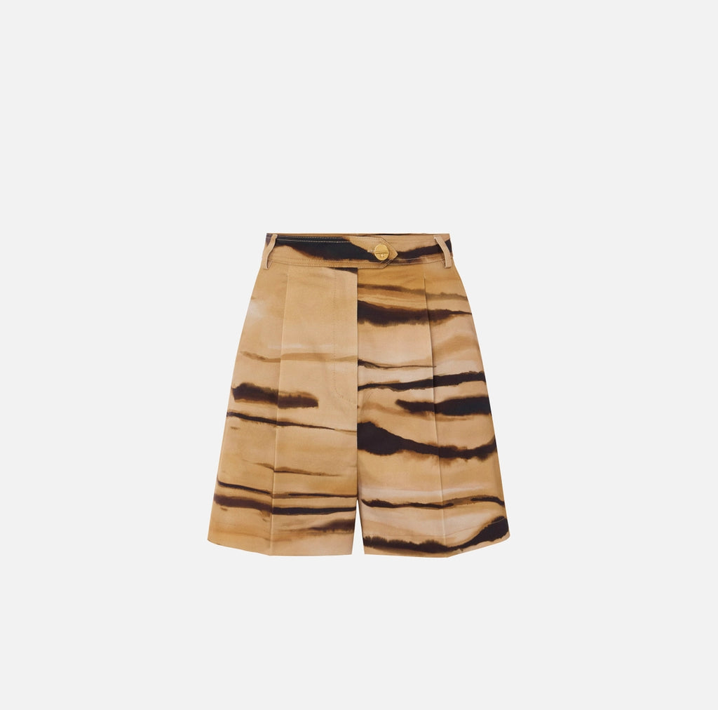 Drill shorts with tiger print