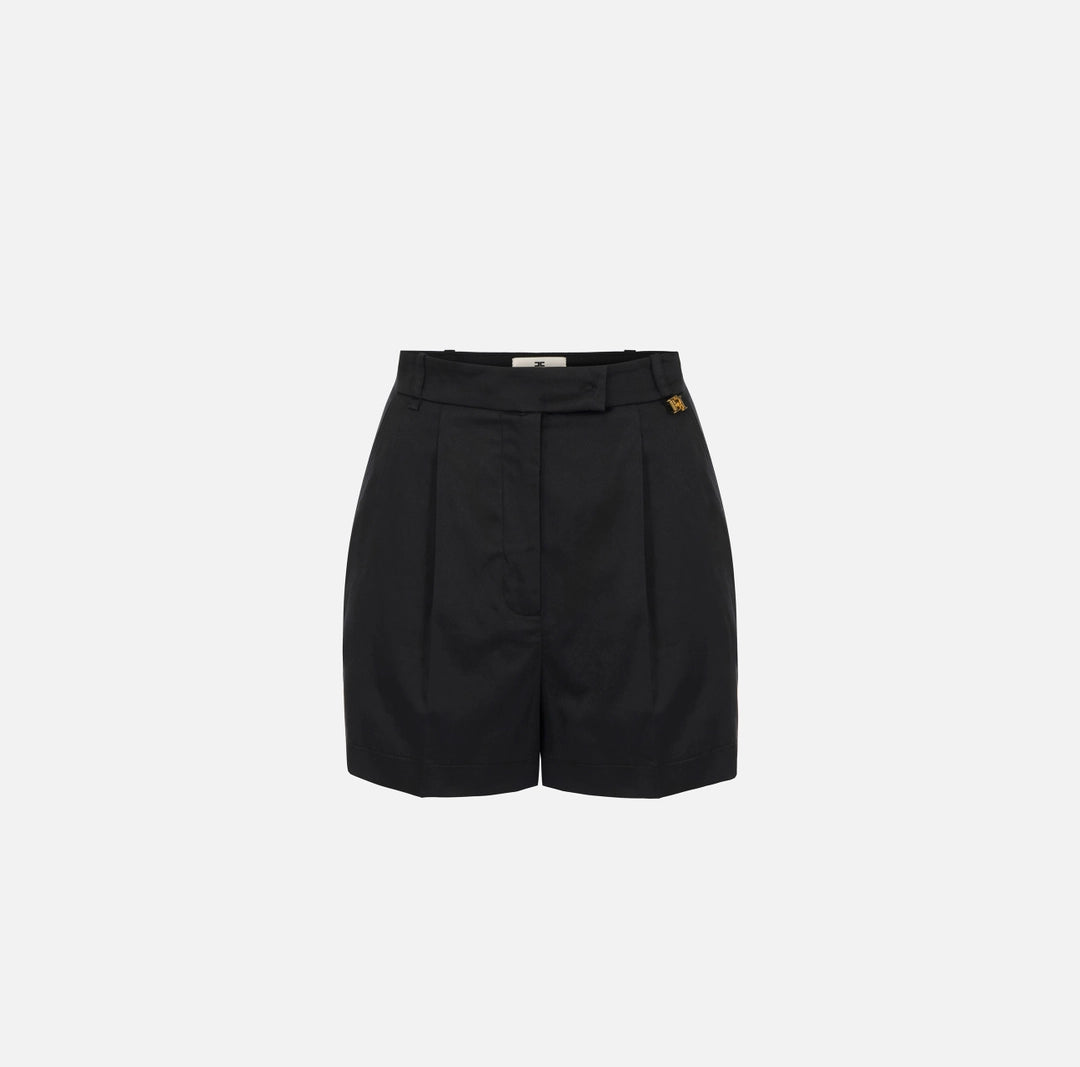 Stretch cotton shorts with logo detail